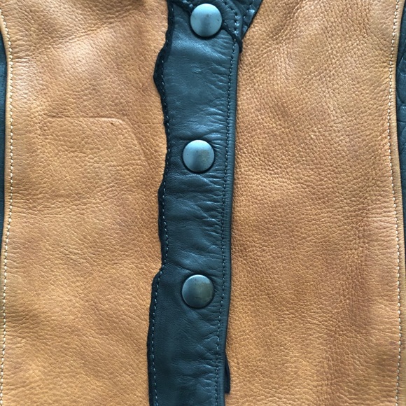 Vintage Made in USA Trim Leathers Black and Brown Biker Vest Blush Size Small - Picture 8 of 13